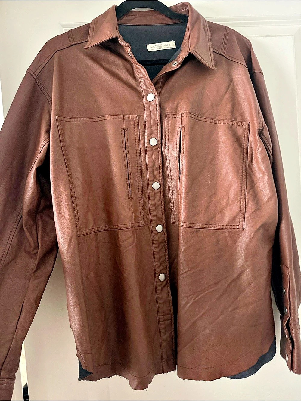 Free People Easy Rider Faux Leather Shacket Brown